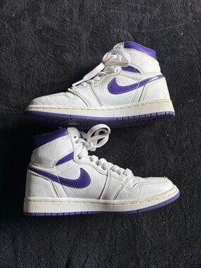 Nike Air Jordan Style White & Purple High-Top Sneakers